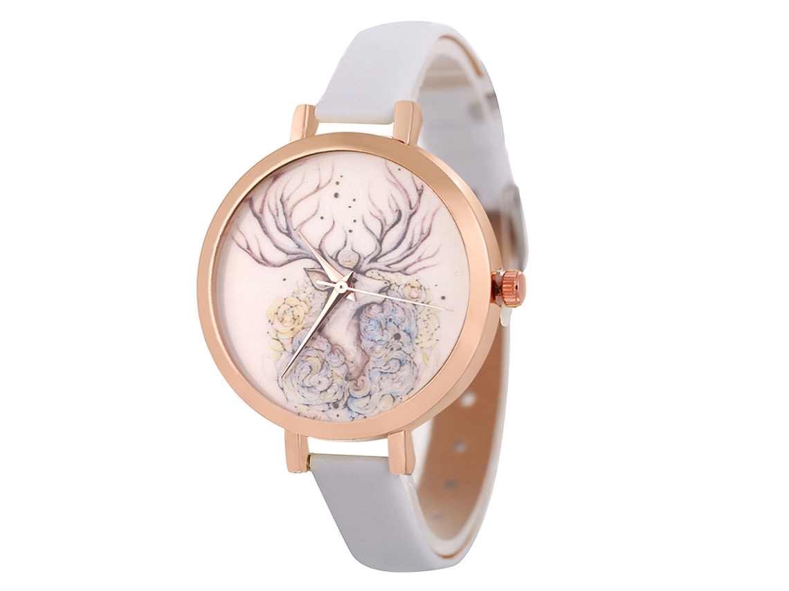 Relógio de Pulso Feminino Analógico de Quartzo com Mostrador Redondo Fashion Branco