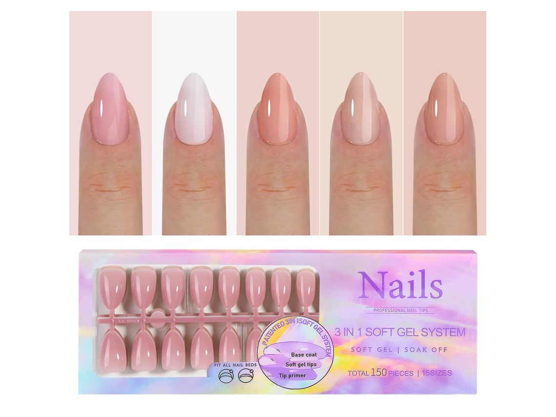 Dicas De Unhas De Gel Macio 5 Cores Com Base E Primer Pré-aplicados 15 Tamanhos Para Artesanato De Unhas Diy