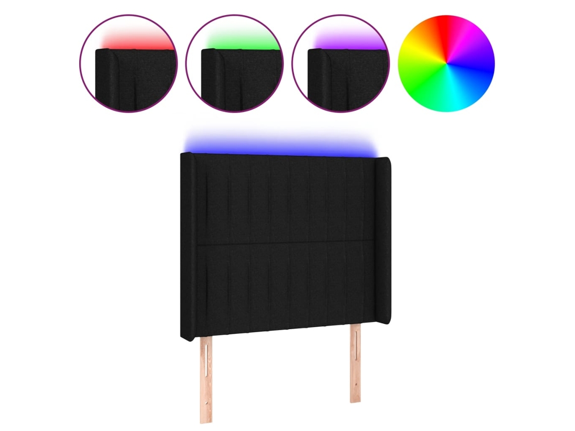 Led Headboard, Led Headboards Vidaxl Preto Tecido (83 X 16 X 118/128 Cm)