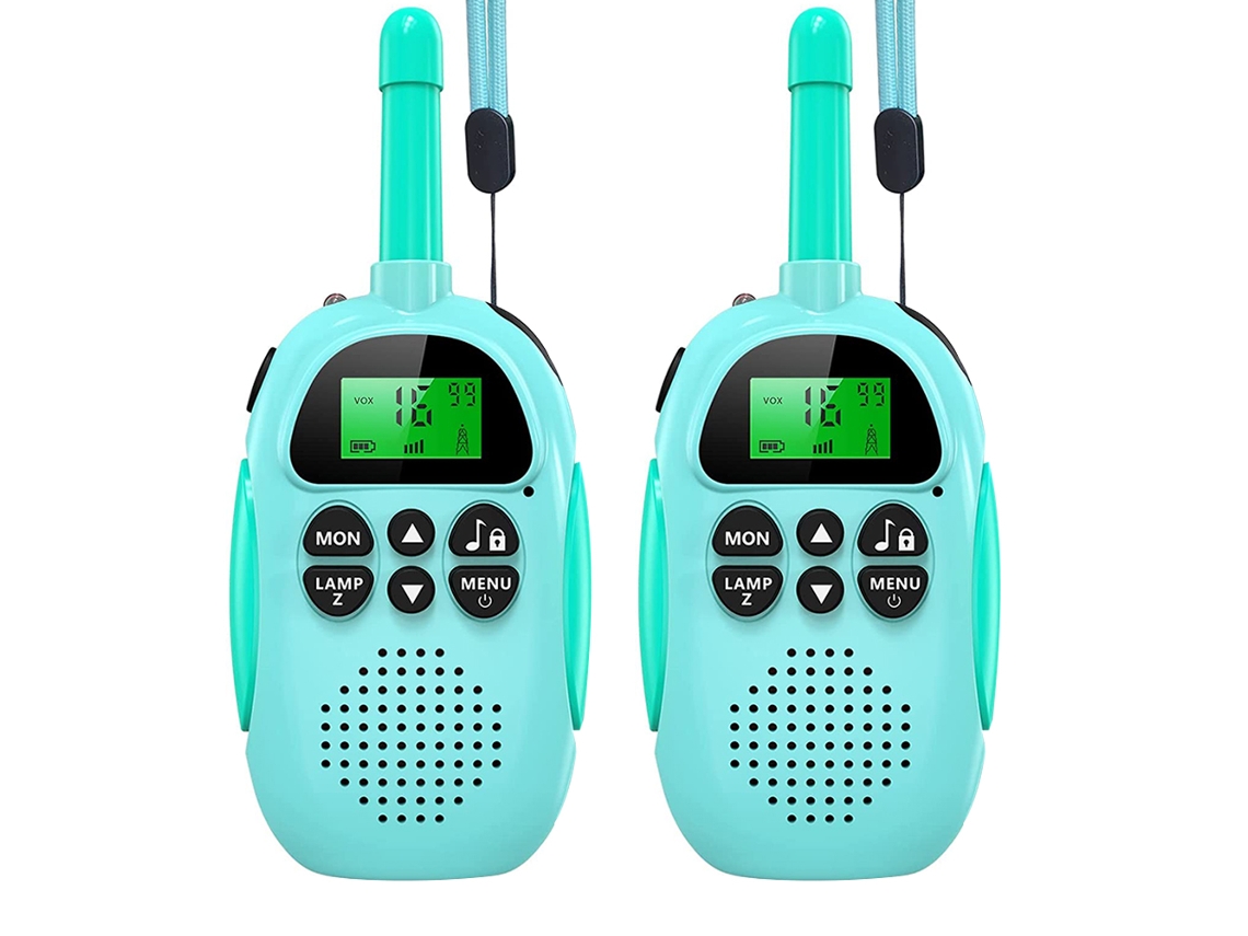 Kit com 2 walkie talkies recarregáveis para crianças com lanterna AQUAFORGE