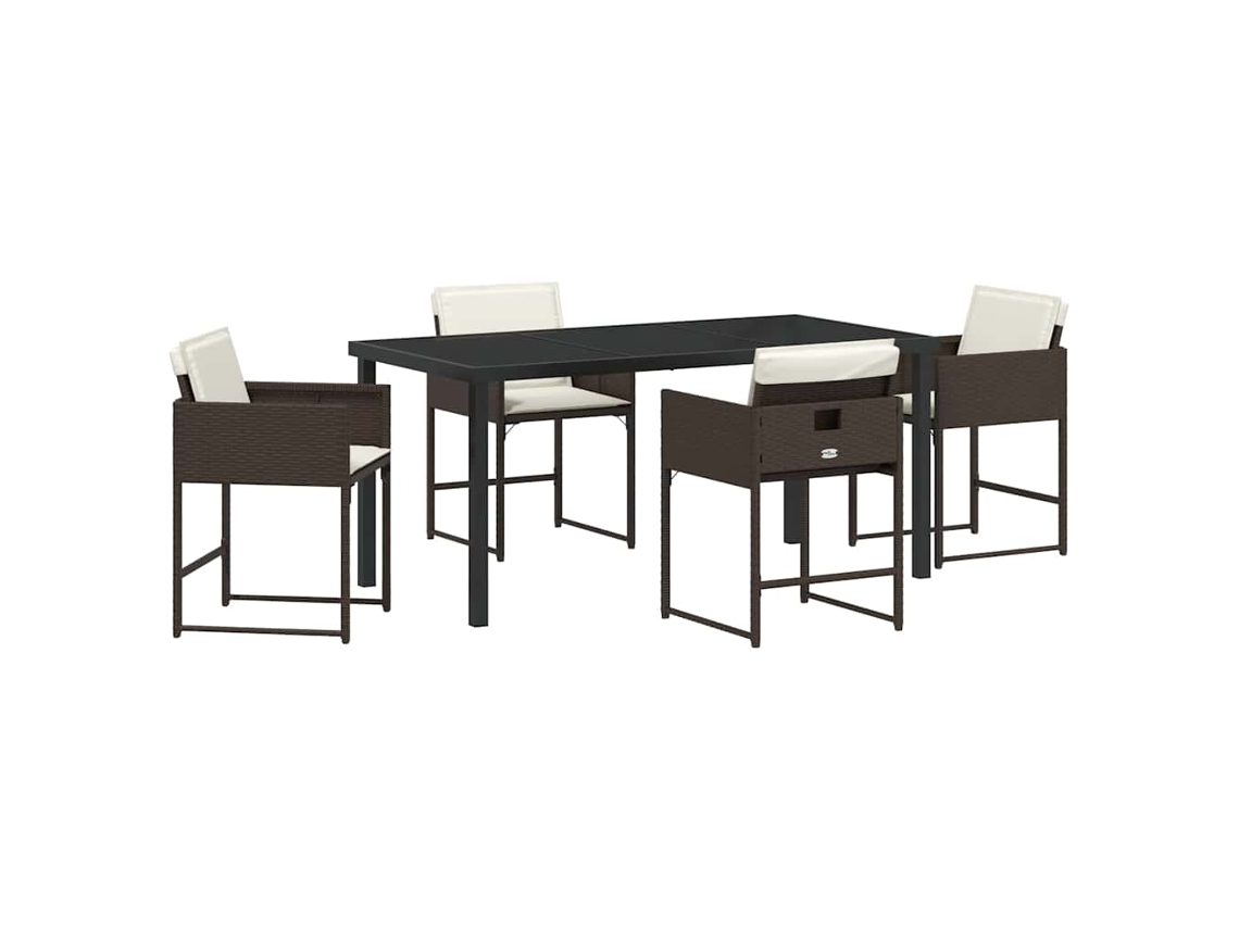 Conjunto 5 De Jantar Para Jardim Vidaxl Castanho Vime Pe