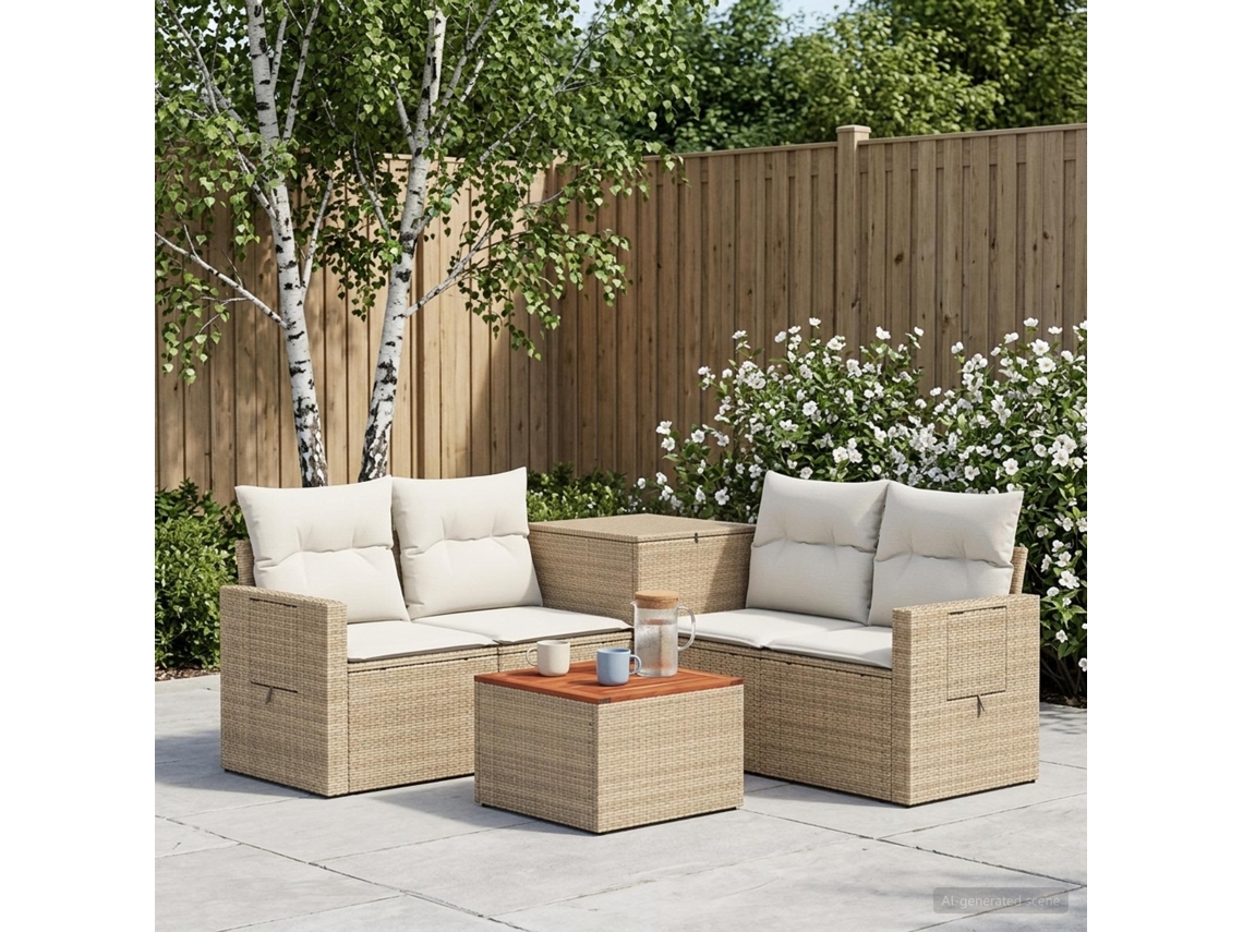 Vidaxl Conjunto De Sofás 6 Unid. Bege E Branco Creme