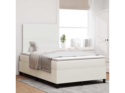Vidaxl Cama Box Spring Led Com Cabeceira Creme E Branco 120 X 190 Cm