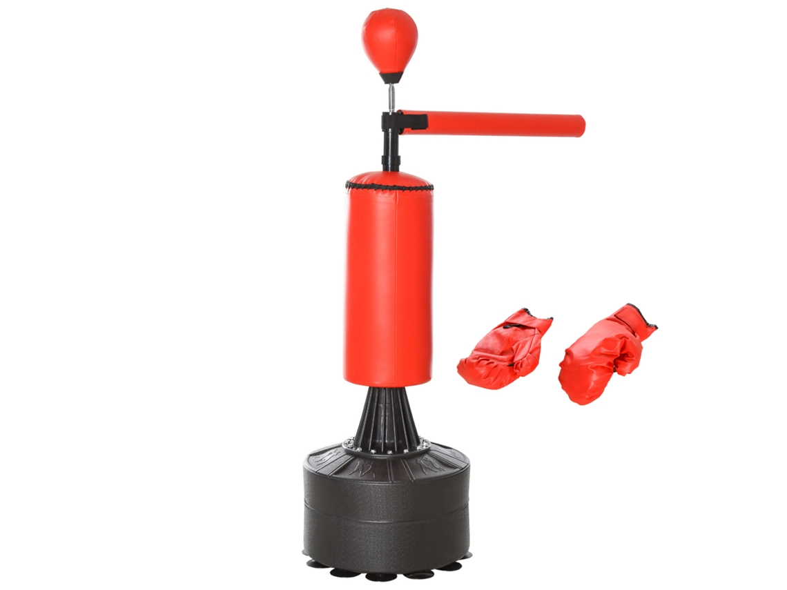 Saco De Boxe Pu, Epe, Hdpe Cor Preto E Vermelho 88x48x155-205 Cm Homcom