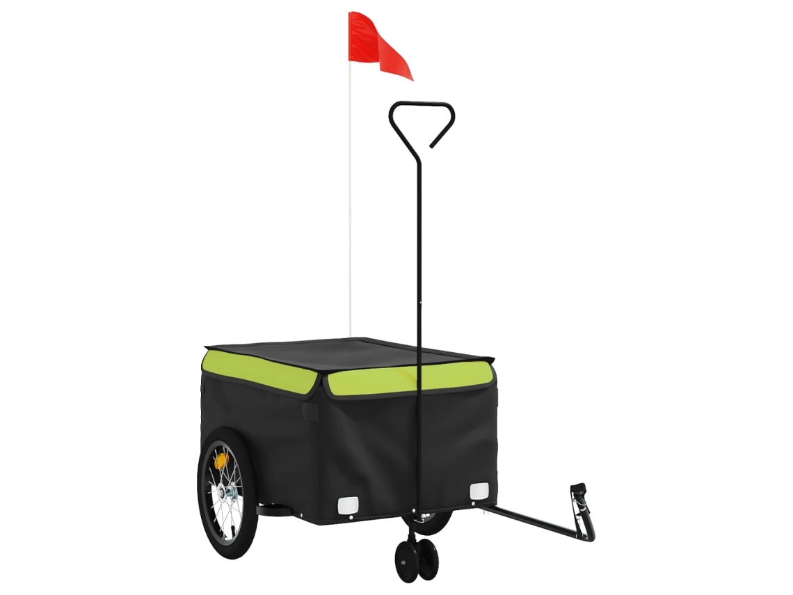 vidaXL Reboque para bicicleta 45 kg ferro preto e verde