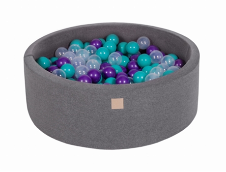 Piscina de Bolinhas MEOWBABY para Bebês 90X30Cm/200 Bolas Redonda Algodão Cinza Escuro: Turquesa/Roxo/Transparente