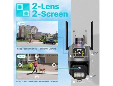 Câmera de Vigilância de Lente Dupla 8Mp com Detecção Humana Ip66 MIOLOE 2Pcs