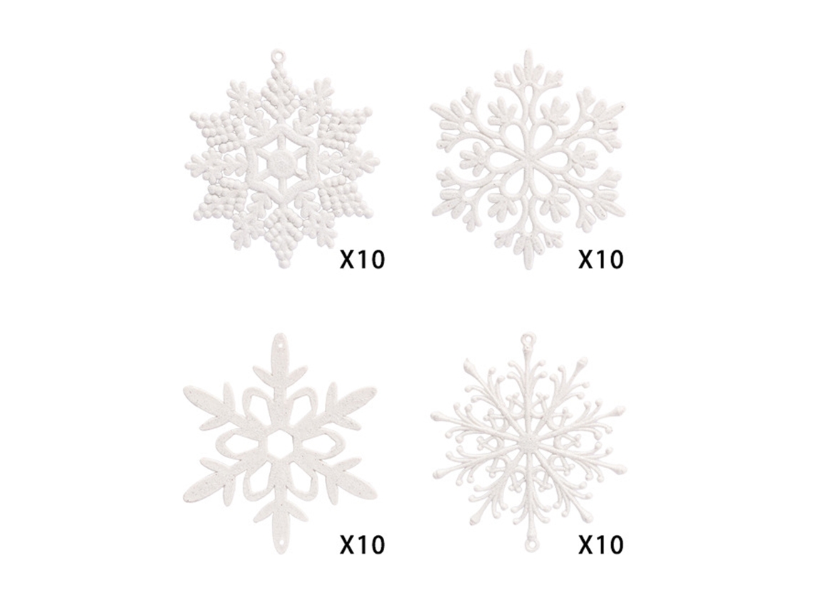 Decoração De Natal Laxiscreed Com 40 Flocos De Neve Brancos Para Árvore E Mesa
