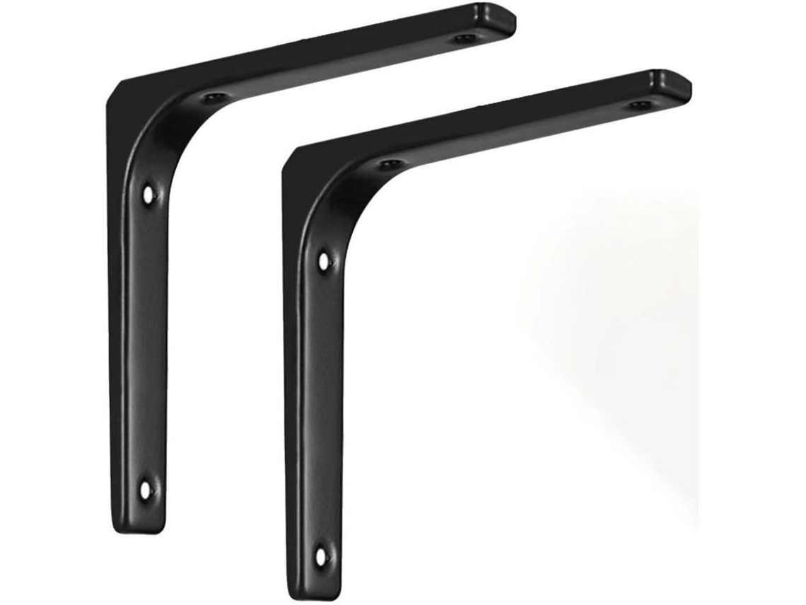 Suporte Para Prateleira, 2 Peças, Reforçado, Em L, Para Parede, Com Parafusos, 150 X 125 Mm, Preto