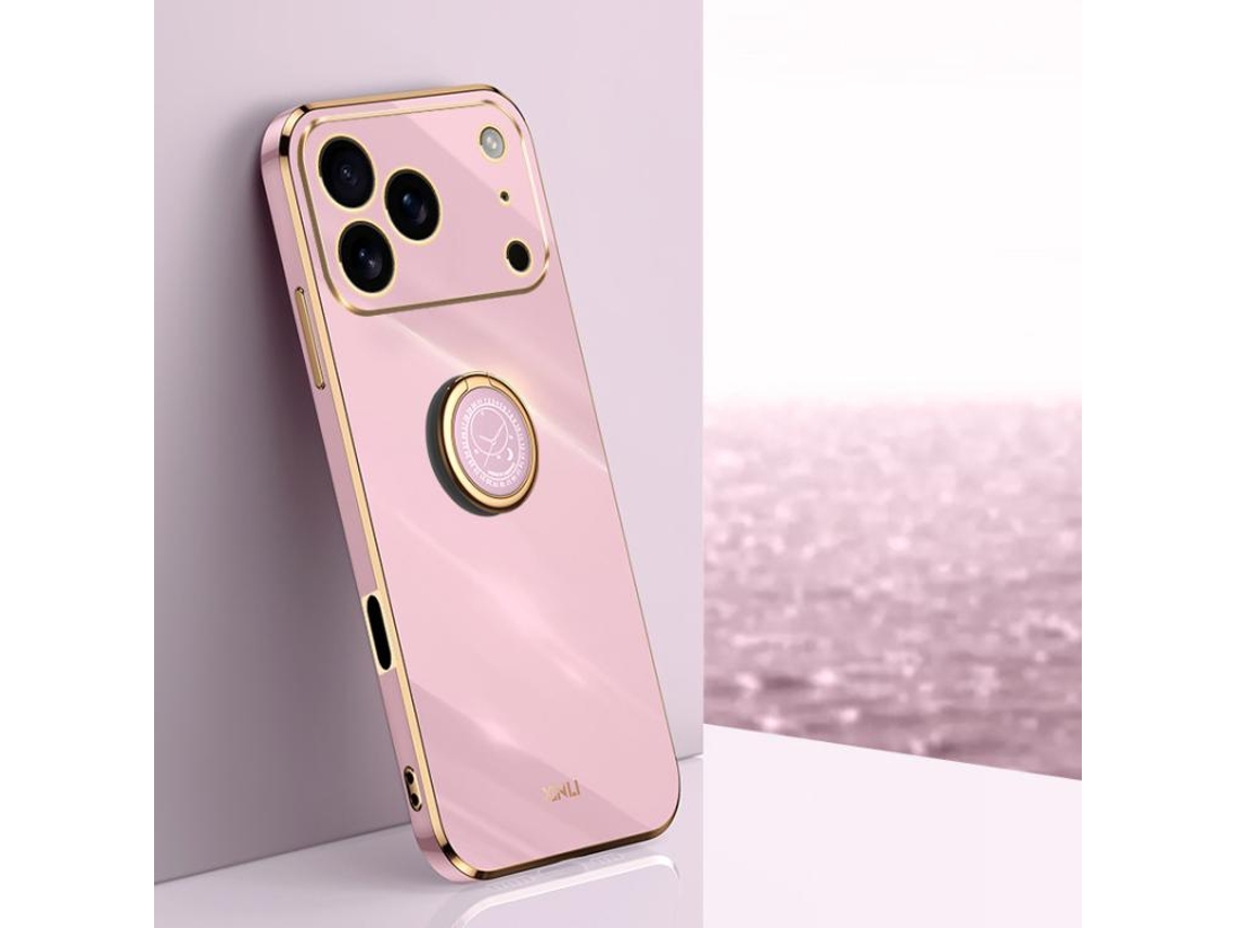 Capa Para Iphone 17 Pro Xinli Com Bordas Retas, Tpu 6d Eletrorevestido E Suporte De Anel.