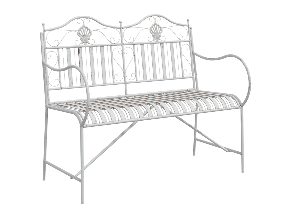 Conjunto 1 Banco De Jardim Vidaxl Branco Aço (103,5 X 59 X 89 Cm)