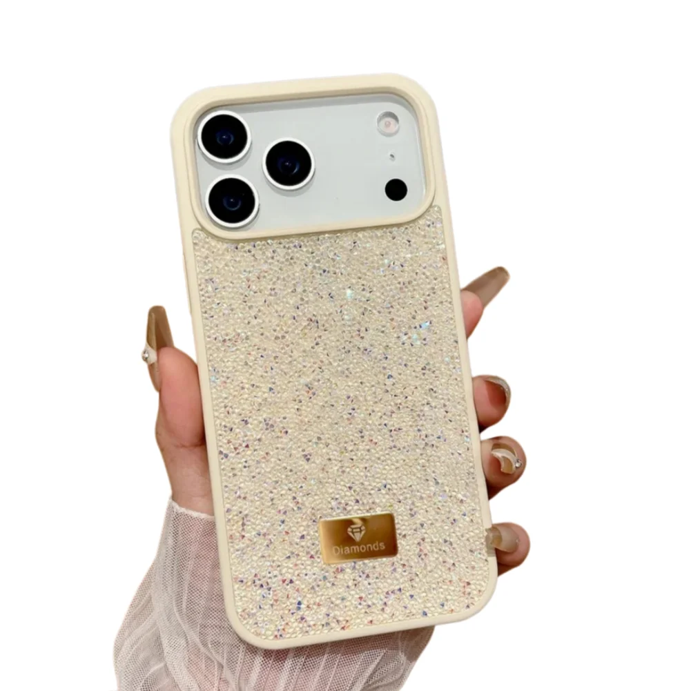 (bege, Iphone 16 Pro Max) Capa De Celular Luxuosa E Deslumbrante Com Cobertura Total E Detalhes Em Zircônia Na Cor Diamante.