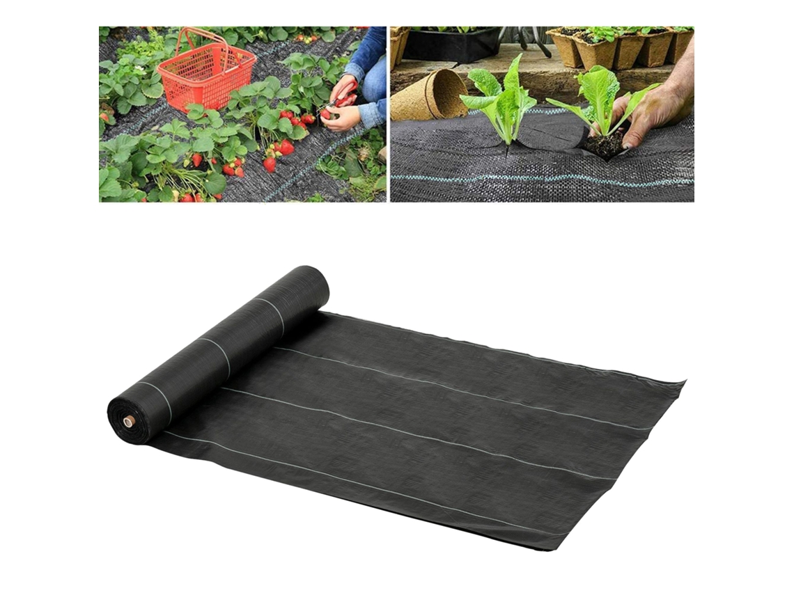 Malha Geotêxtil 2x50 M De Jardim Contra Ervas Daninhas 100 G / M² Rolo Preto