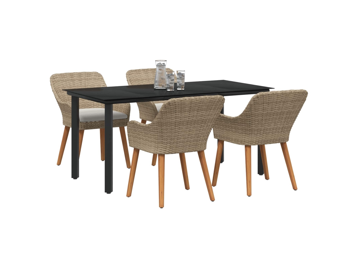 Maison Exclusive - Conjunto De Jantar Para Jardim Com Almofada 5 Pcs Bege Vime Pe