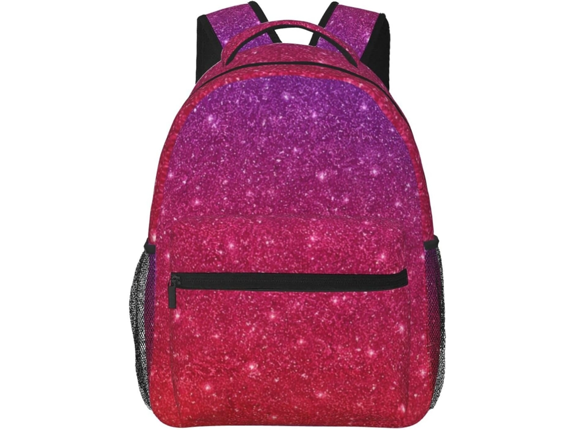 Mochila Feminina Casual Com Estampa Degradê De Lantejoulas, Ideal Para Escola, Viagens, Esportes E