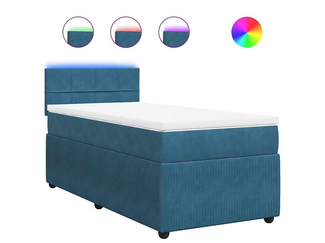 Cama Boxspring com Colchão 100x200 Cm Veludo Azul MAISON EXCLUSIVE