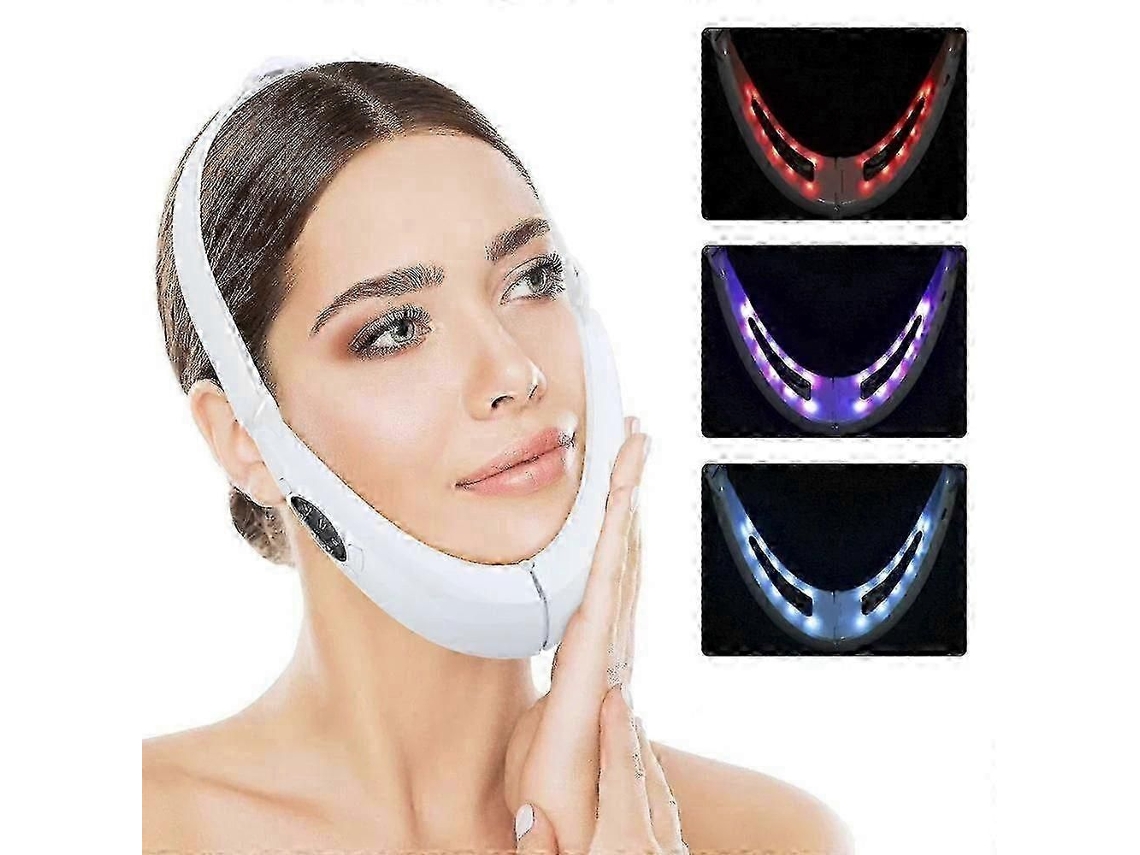 Massageador Facial Recarregável em Formato de V, Dispositivo Portátil com Visor Led e 5 Modos. GOKOCO