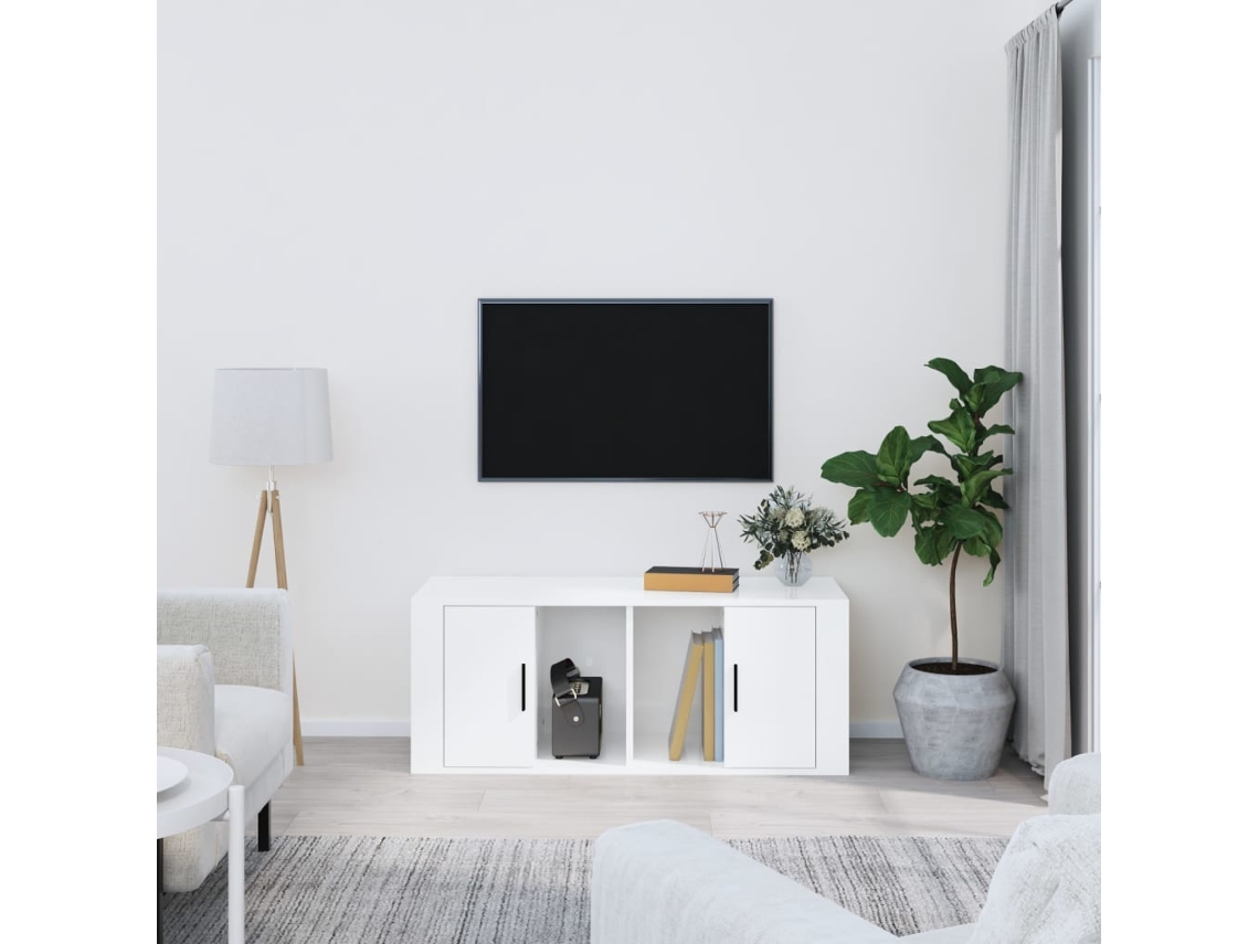 Vidaxl Móvel Para Tv 100x35x40 Cm Madeira Processada Branco Brilhante