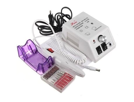 Broca elétrica profissional para unhas, conjunto de manicure e pedicure com 6 pontas de lixa - 20.000 rotações - branca