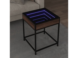 Vidaxl Mesa De Centro Luzes Led Infinity 40x40x51 Cm Carvalho Castanho