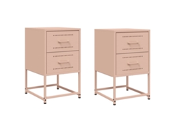 Mesas de Cabeceira 2 Pcs 36x39x60,5 Cm Aço Rosa MAISON EXCLUSIVE