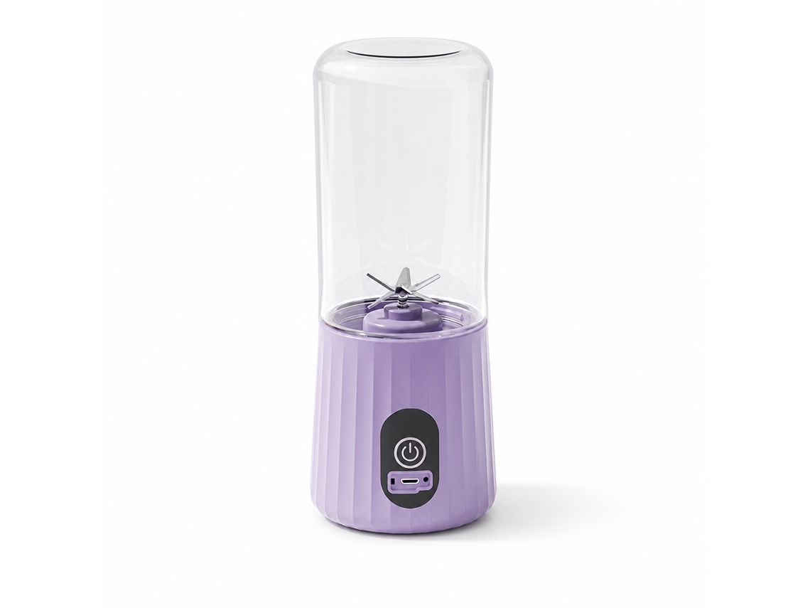 Liquidificador Portátil Elétrico Recarregável Para Sumos, Roxo, 6 Lâminas