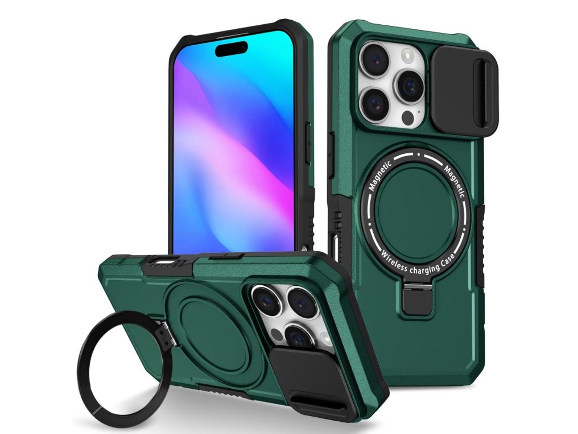 Capa Zruxe Compativel Com Iphone 16 Pro Max (sliding Camshield - Magsafe - Tpu - Pc - Verde Escuro)