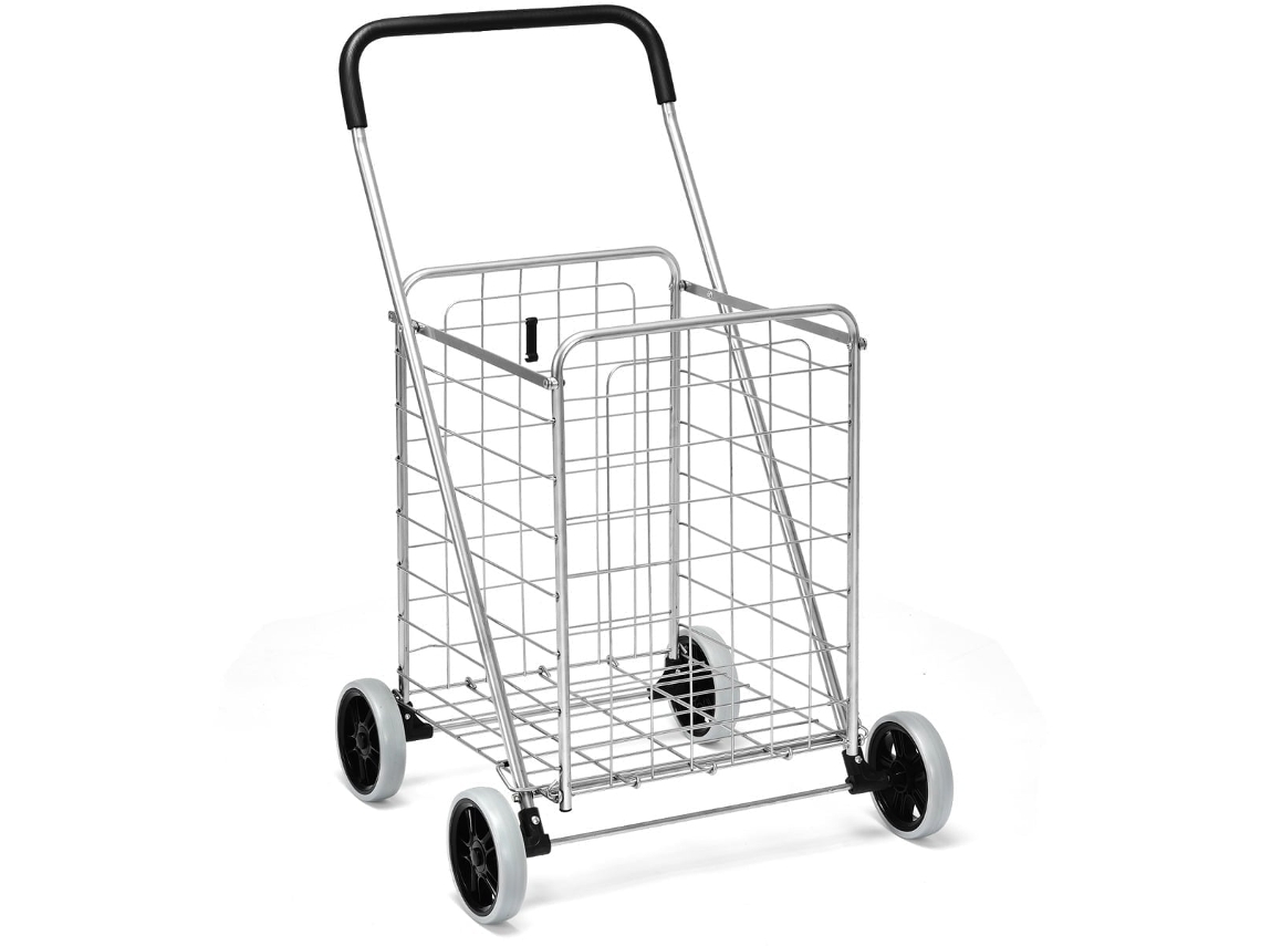 Carrinho de Compras Dobrável com Rodas Aço Plástico 45 Kg Prata 57 X 58 X 91 Cm NORTHIX