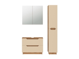 Conjunto de Mobiliário para Casa de Banho VICCO Bege com Espelho e Arrumação (3 Peças)