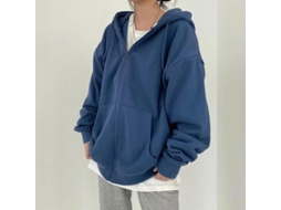 Camisa Com Bolso Feminina De Poliéster E Lã, Manga Longa, Bola, Gola V, Estilo Streetwear, Primavera/outono Ea00513-blue