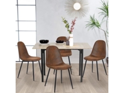 Conjunto De 4 Cadeiras De Design Escandinavo Em Tecido De Camurça Marrom Pé De Metal Preto Sala De Jantar Meubles Cosy (cadeira Somente)