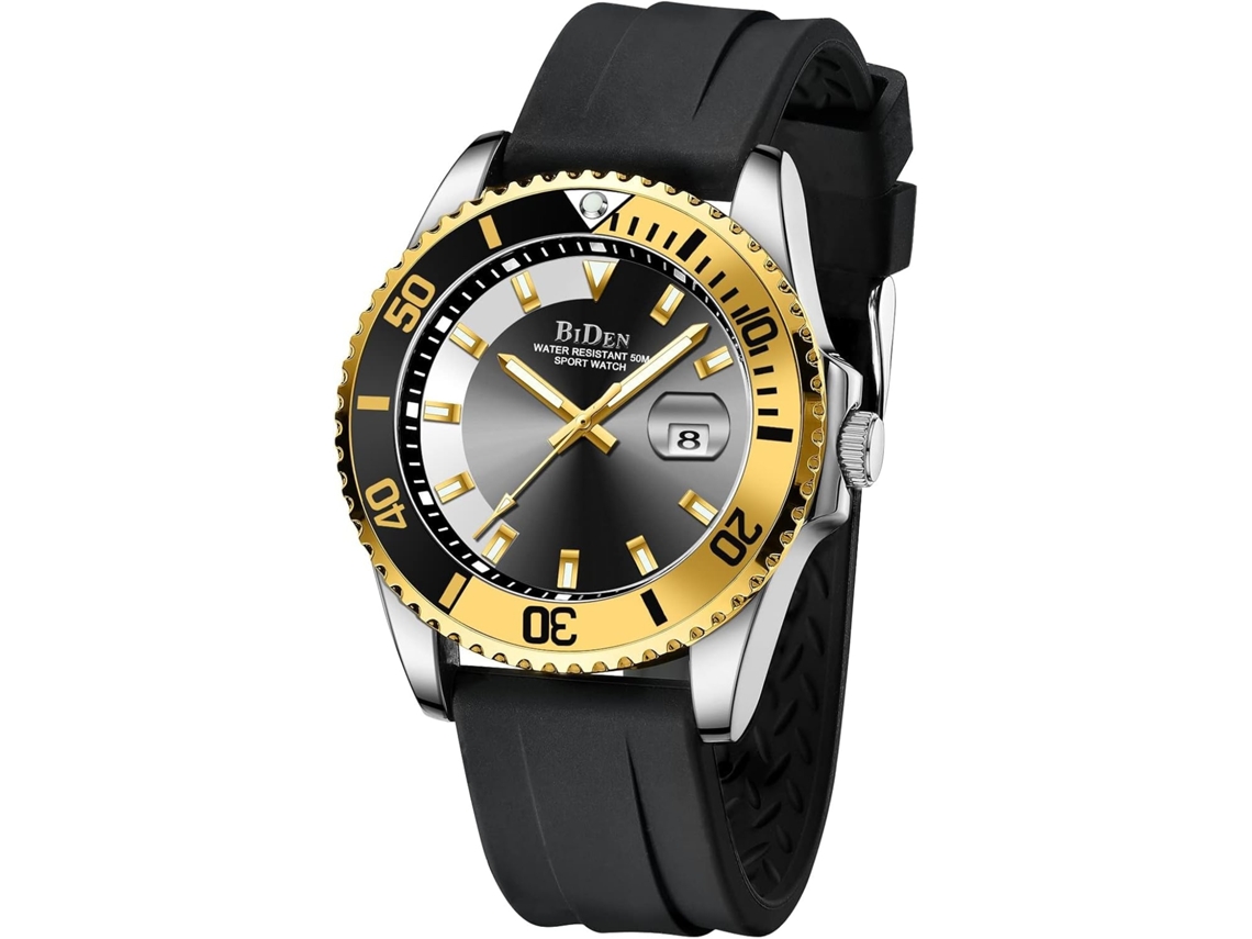 Lurelia Relógio Digital Masculino, Led, Data/calendário, Luminoso, Aço Inoxidável, Silicone, Dourado E Preto