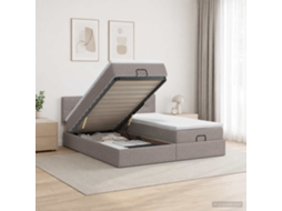 Vidaxl Cama Ottoman Com Colchão 2 Unid. Cinzento-acastanhado Tecido