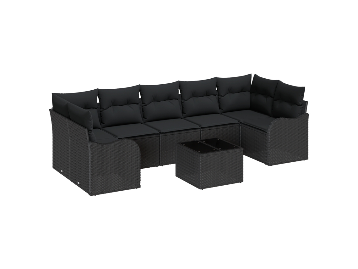 Conjunto 8 Conjunto De Sofá De Jardim Vidaxl Preto Vime Pe (55 X 55 X 37 Cm)