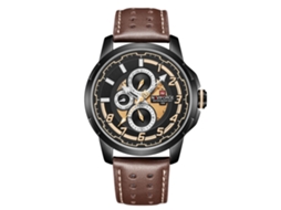 Relógio de quartzo masculino Naviforce com pulseira de PU, elegante para negócios e ocasiões casuais.