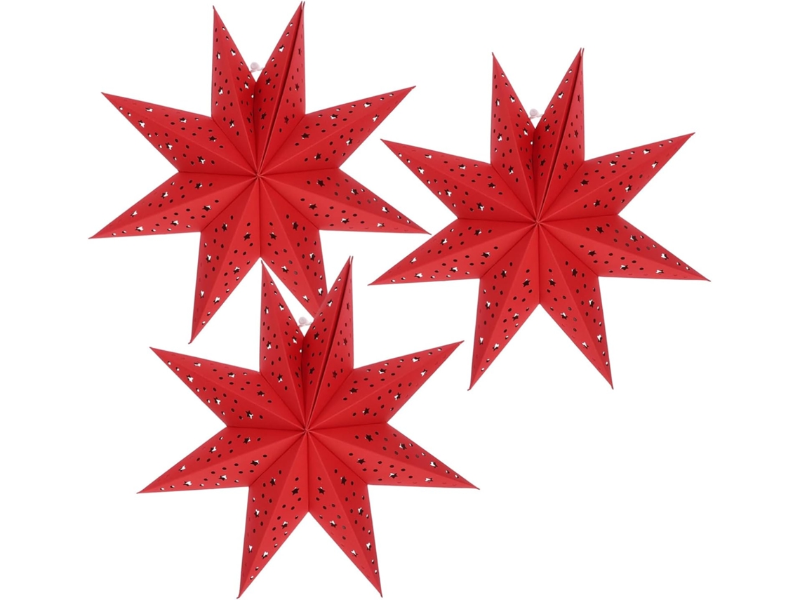 Conjunto de 3 Estrelas de Natal de Papel para Lanternas e Lâmpadas, Decoração para Pendurar SFUSHOS
