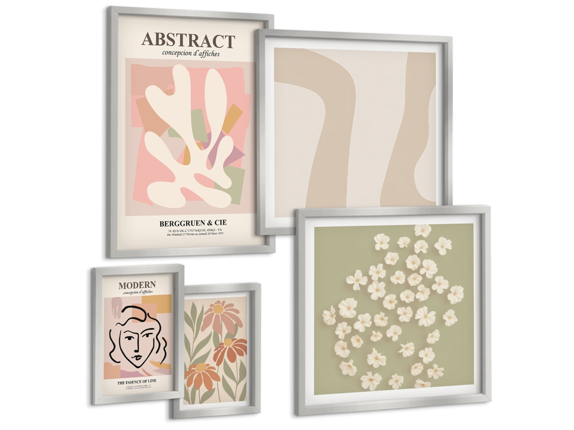 Pinturas Murais Modernas Cachoeiras Estações Do Ano Moldura Prateada Quadros Para A Sala De Estar Espelharte (conjunto De 5 Imagens)