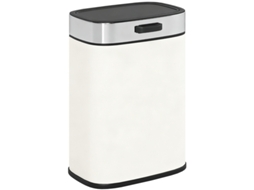 Lixeira De 5 Litros, De Chão Ou Para Fixação Na Parede, Em Aço Inoxidável, Branco Creme.
