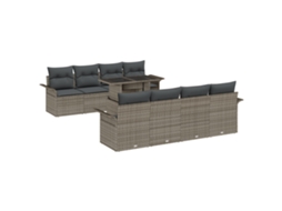 Conjunto 9 Conjunto De Sofá De Jardim Vidaxl Cinzento Vime Pe (251 X 179 X 85 Cm)