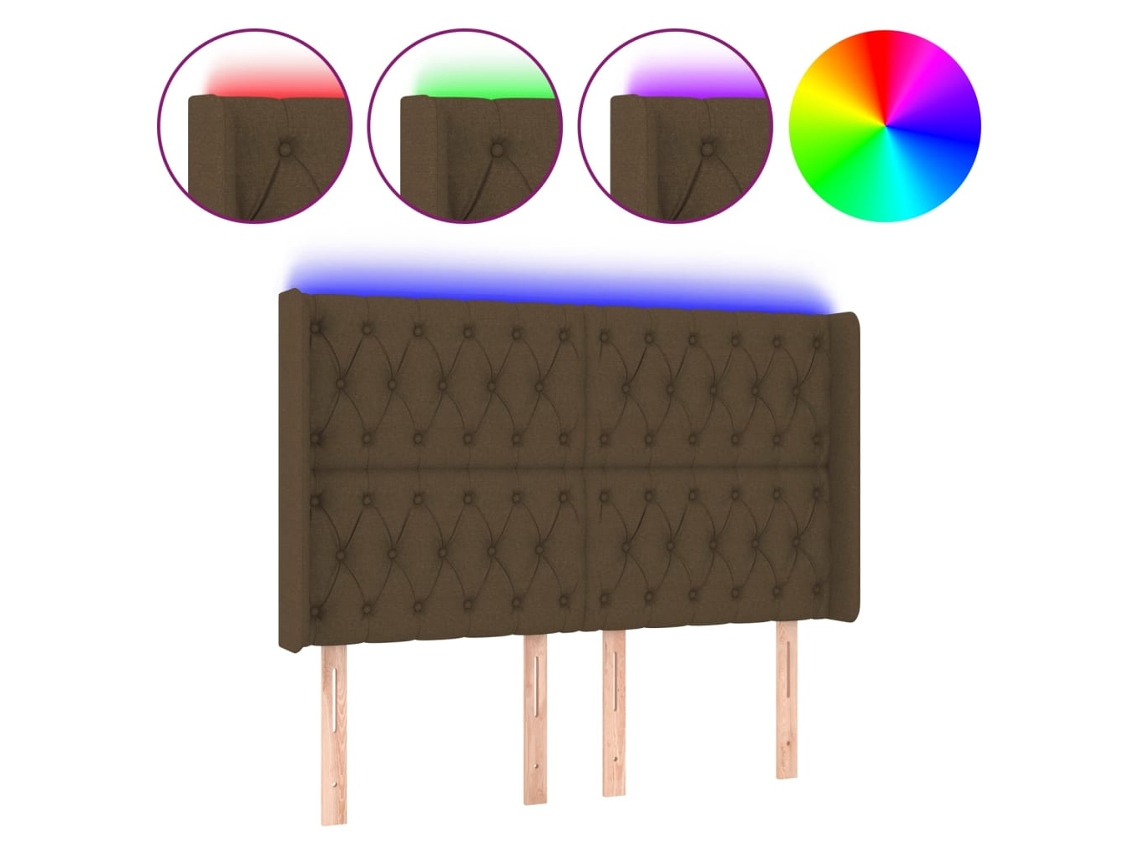 Cabeceira de Cama com Luzes Led Tecido Castanho MAISON EXCLUSIVE (163x16x118 cm)
