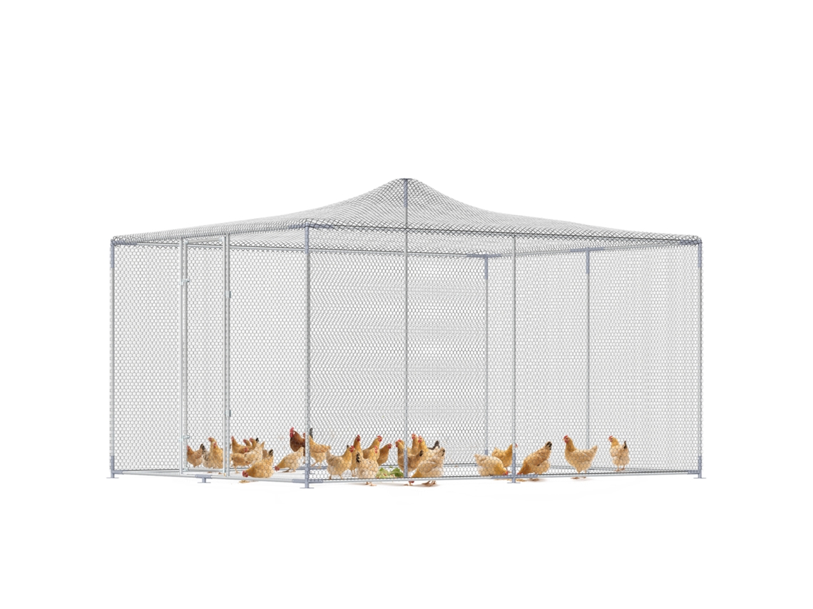 Galinheiro grande 4x3x1,97m 12m² de aço galvanizado com porta duplo e fecho S/MARCA