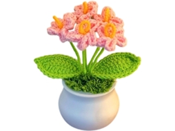 Vaso de Crochê com Planta Artificial Miosótis, Mini Planta em Vaso, Feita À Mão, para Decoração de Casa, Mesa Ou Carro. AQUAFORGE
