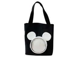 Bolsa de Lona Fashion com Desenho Animado Grande Capacidade para Viagem Trabalho Preta