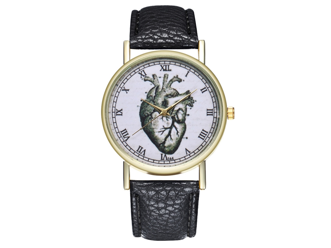 Reloj De Cuarzo Unisex Con Correa De Cuero Pu Y Dial Romano Zhoulianfa Negro