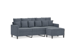 Sofá De 3 Lugares Com Apoio De Pés Vidaxl Veludo Cinza-escuro (180 Cm)