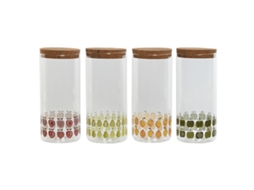 Bote HOME ESPRIT Amarelo Verde Natural Cortiça Silicone Vidro de Borosilicato Shabby Chic 1,4 L (4 Unidades)