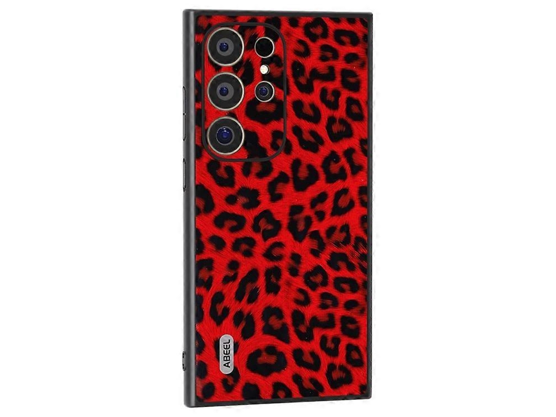 Capa Traseira De Couro Pctpu Compatível Com Samsung Galaxy S24 Ultra Com Estampa De Leopardo