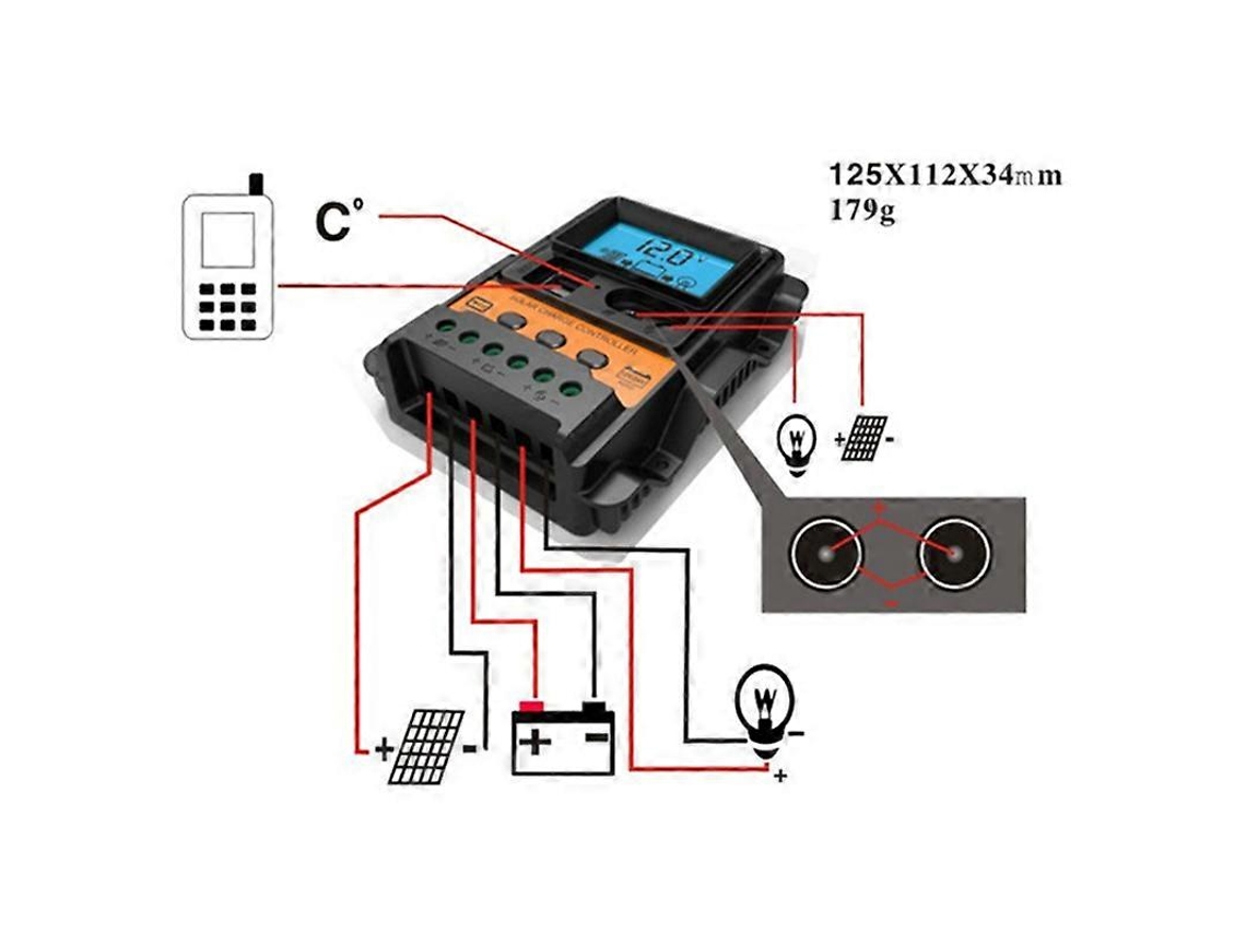 Controlador De Carga Solar 12v24v Painel Solar Bateria Regulador Automático 2 Usb Display Lcd Carregamento Olysi Shop