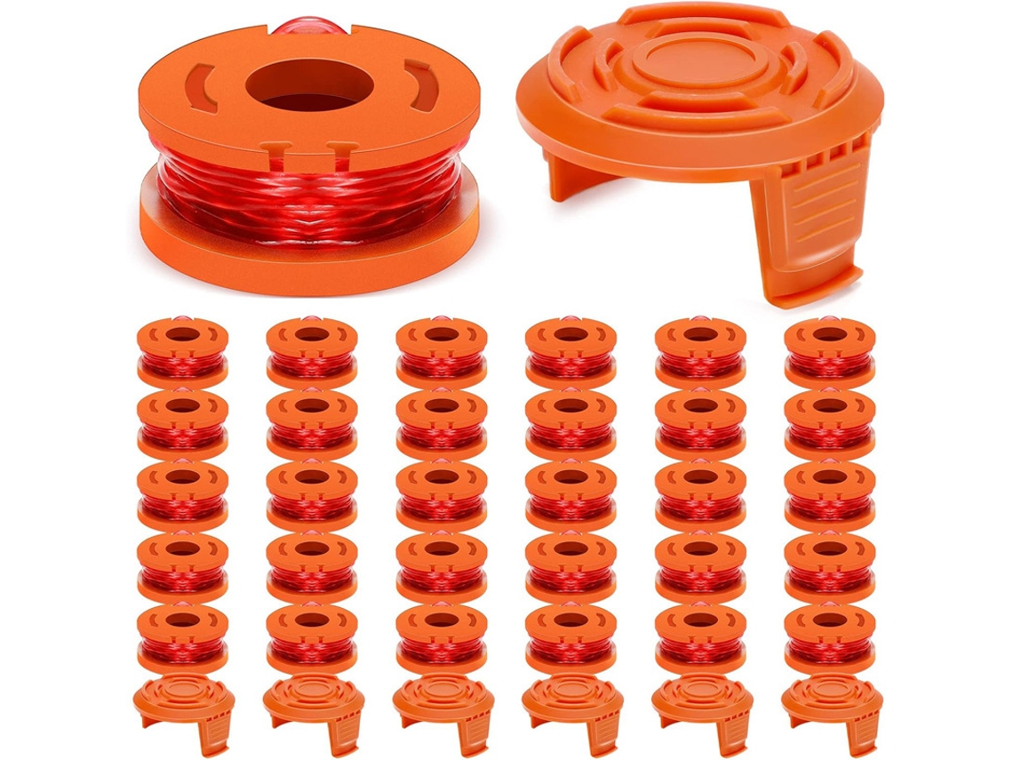 Pacote com 30 Carretéis de Fio com 6 Tampas Aparador de Grama para Worx Wa0010 HENTEN HOME