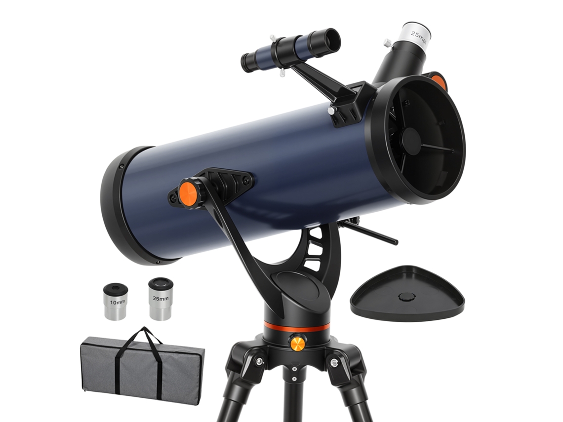 Telescópio Refletor, Lente de 114 Mm, 2 Oculares, Mira Visora, Alumínio, Escuro Azul